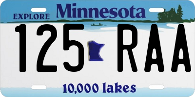 MN license plate 125RAA