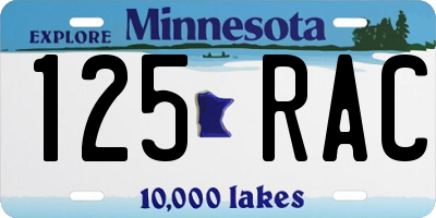 MN license plate 125RAC