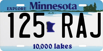 MN license plate 125RAJ