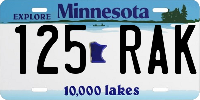 MN license plate 125RAK