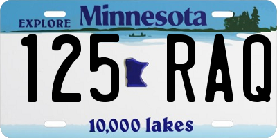 MN license plate 125RAQ