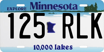MN license plate 125RLK