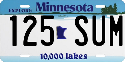 MN license plate 125SUM