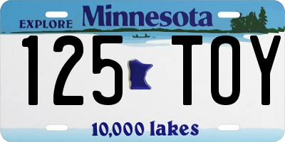 MN license plate 125TOY