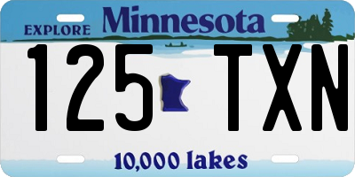 MN license plate 125TXN