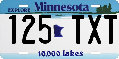 MN license plate 125TXT