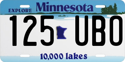 MN license plate 125UBO