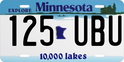 MN license plate 125UBU