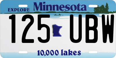 MN license plate 125UBW