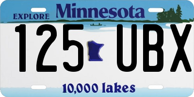 MN license plate 125UBX