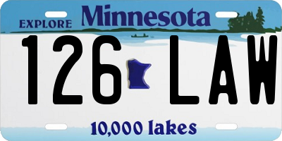 MN license plate 126LAW