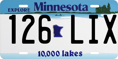MN license plate 126LIX
