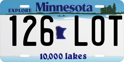 MN license plate 126LOT