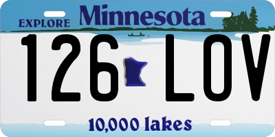 MN license plate 126LOV