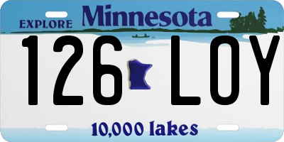 MN license plate 126LOY