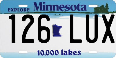 MN license plate 126LUX