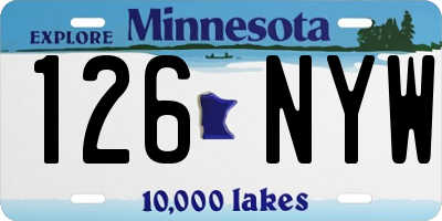 MN license plate 126NYW