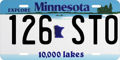 MN license plate 126STO