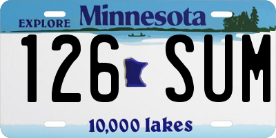 MN license plate 126SUM