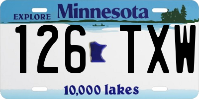 MN license plate 126TXW