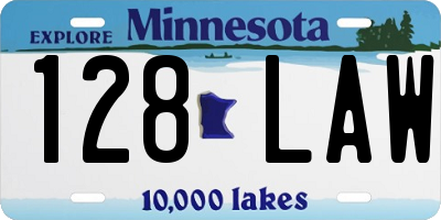 MN license plate 128LAW
