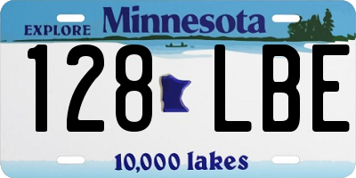 MN license plate 128LBE