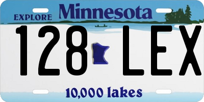 MN license plate 128LEX