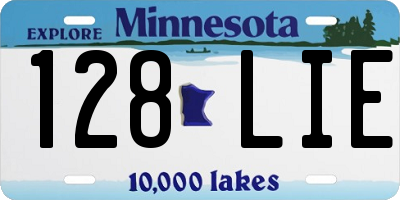 MN license plate 128LIE