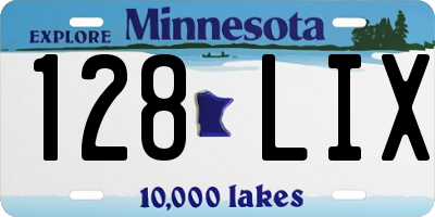 MN license plate 128LIX