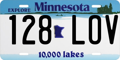 MN license plate 128LOV