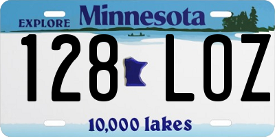 MN license plate 128LOZ