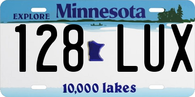 MN license plate 128LUX