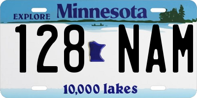 MN license plate 128NAM