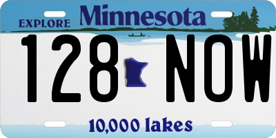 MN license plate 128NOW