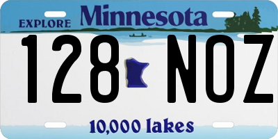 MN license plate 128NOZ