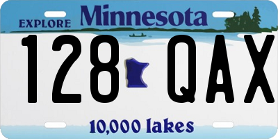 MN license plate 128QAX