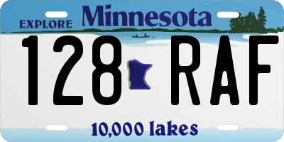 MN license plate 128RAF