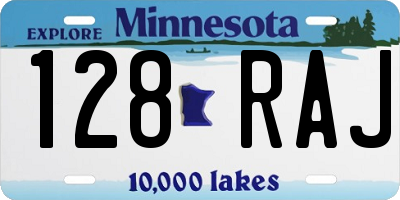 MN license plate 128RAJ