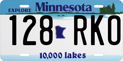 MN license plate 128RKO