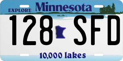 MN license plate 128SFD