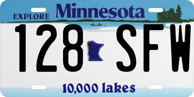 MN license plate 128SFW