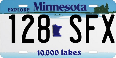 MN license plate 128SFX
