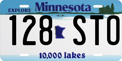 MN license plate 128STO