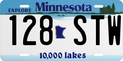 MN license plate 128STW
