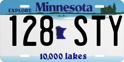 MN license plate 128STY