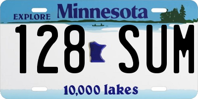 MN license plate 128SUM