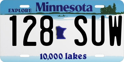 MN license plate 128SUW