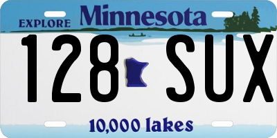 MN license plate 128SUX