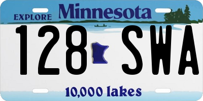 MN license plate 128SWA