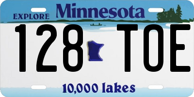 MN license plate 128TOE